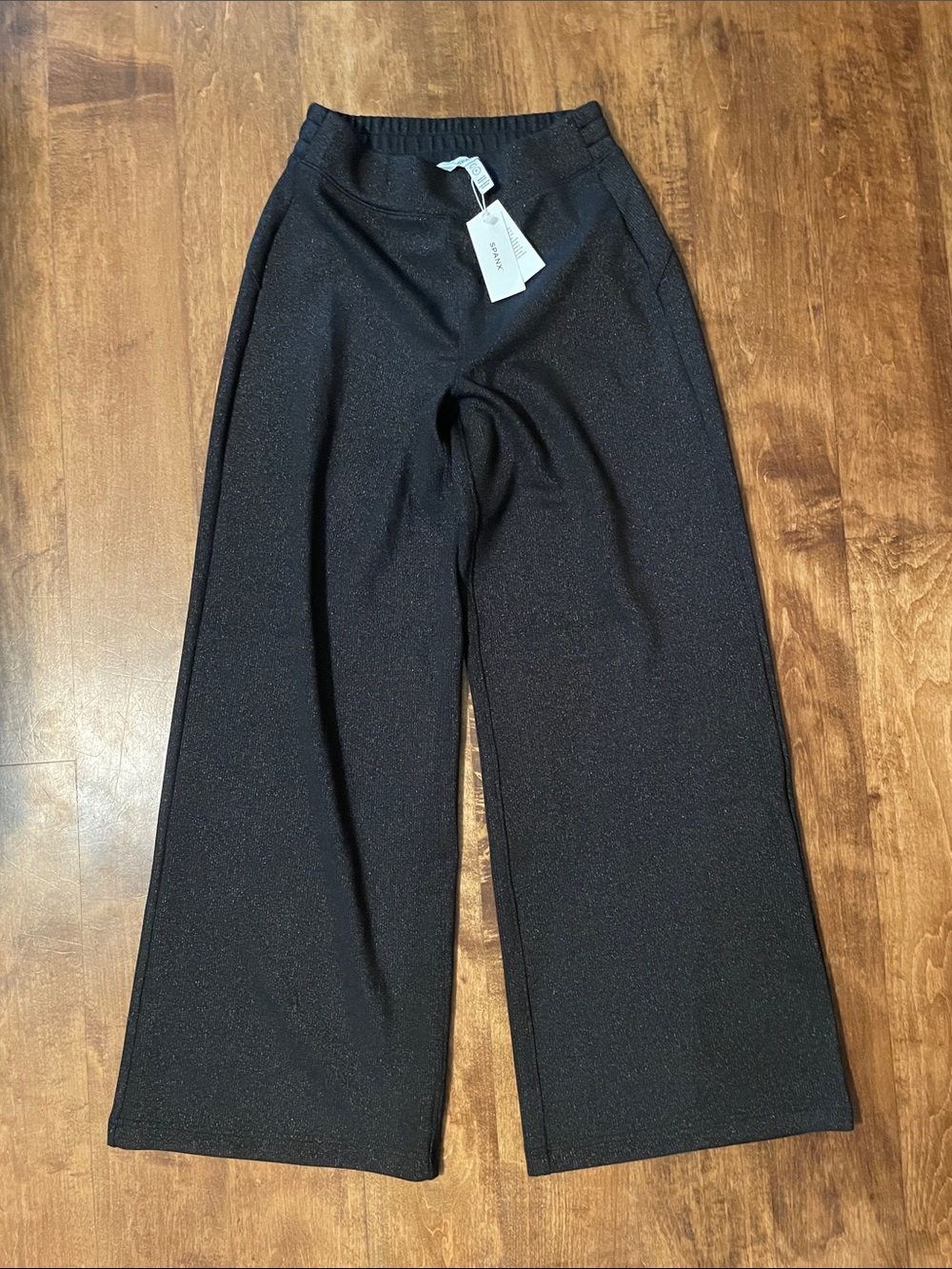 SPANX Black Wide-Leg Glitter Knit Pants
